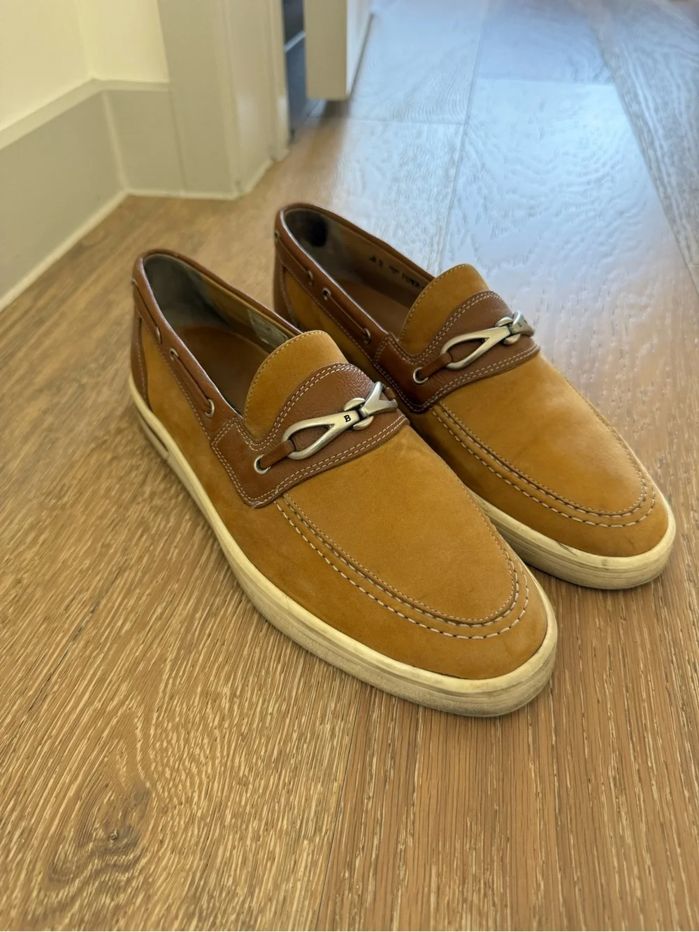 Bally Men's Two-Tone Tan & Brown Suede Slip-On Loafers